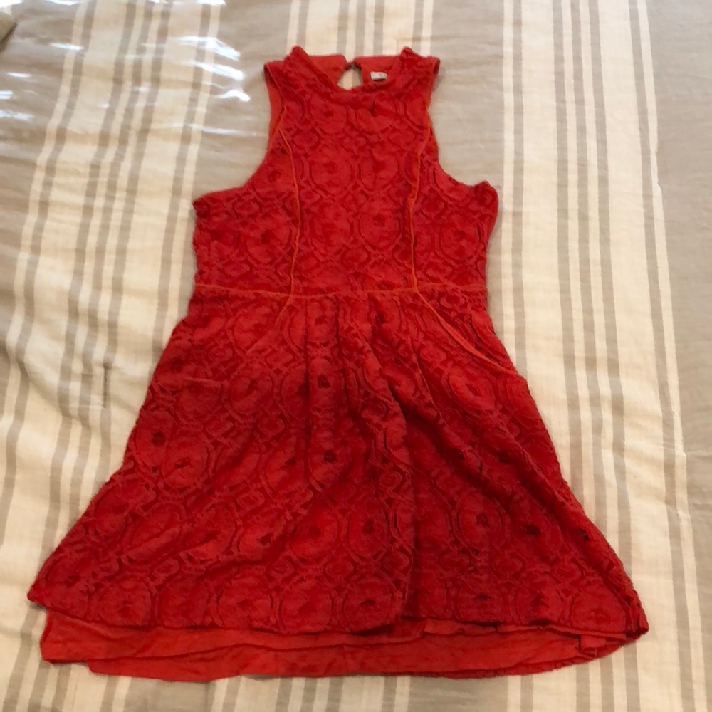 Red lace cocktail dress